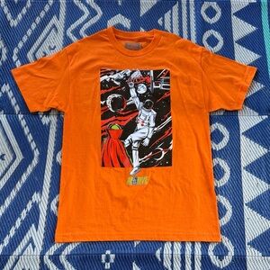 Million Dolla Motive Large Orange Graphic Tee Short Sleeve Astronaut Basketball